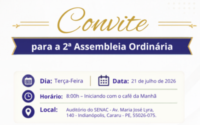 CONIAPE realiza a 2ª Assembleia Ordinária de 2026 no dia 21 de julho, em Caruaru